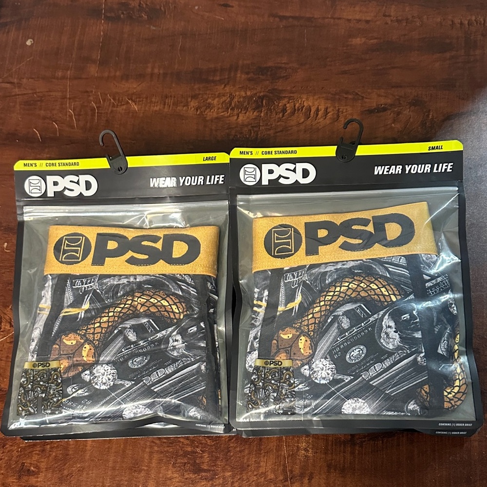 PSD Black and Gold Money Graphic Boxer Briefs